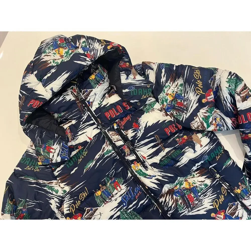 $398 Polo Ralph Lauren Water Repellent Graphic Ski Print 700 Down Jacket Coat S